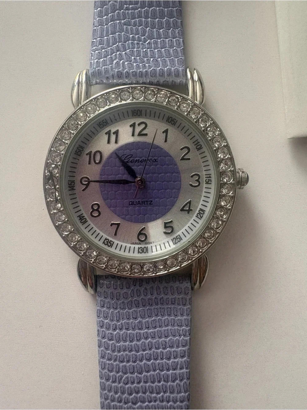 Vintage genevex Lavender Leather-Strap Ladies Watch NWOT